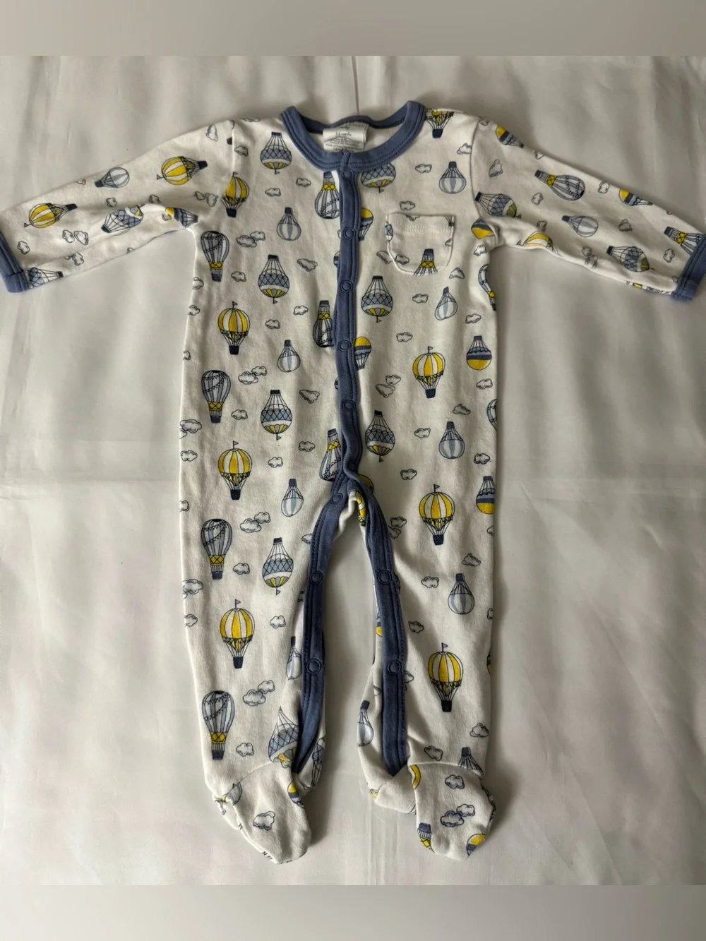 Laura Ashley Baby - Blue, Yellow & White Footed Onesie